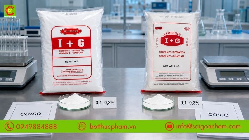So sánh I+G Fujimori và I+G Ashitide về xuất xứ và liều dùng